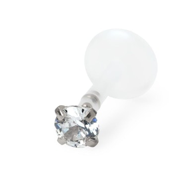 Push-in labret made of PTFE with choice of stone
