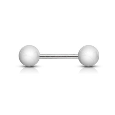 Tongue barbell with solid-colored acrylic balls