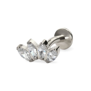 Titanium belly button piercing with stones in a marquise design