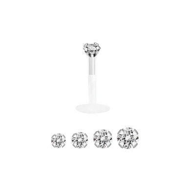 14k aukso labret auskaras iš PTFE su kristalu