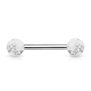 Tongue barbell made of surgical steel with acrylic balls in your choice of color