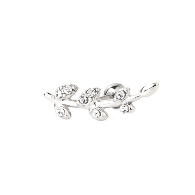 Ear piercing with studded leaves