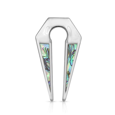Keyhole hanger made of surgical steel with abalone