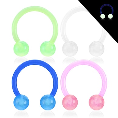 Circular barbell made of glow in the dark acrylic