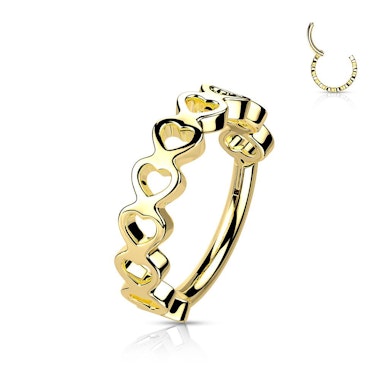 Hinged segment ring with side facing hearts