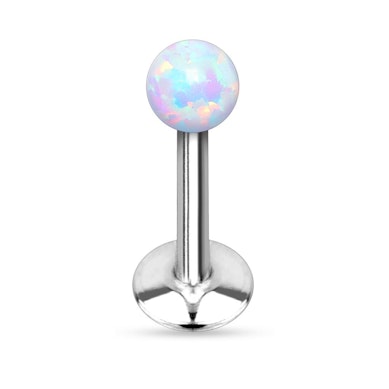 Labret auskaras su opalu ir vidiniu sriegiu