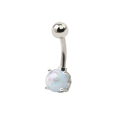 Belly button ring made of surgical steel with opal stone