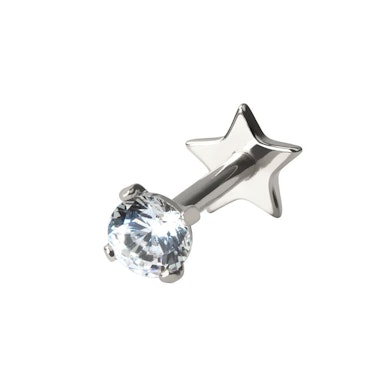 Double sided threadless titanium labret with star flat back and stone