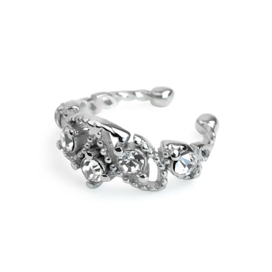Beautiful ear cuff with gems and beads-silver