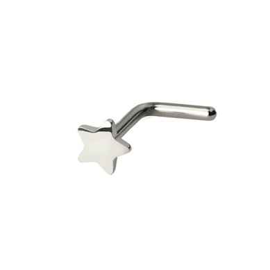 Titanium nose stud with star