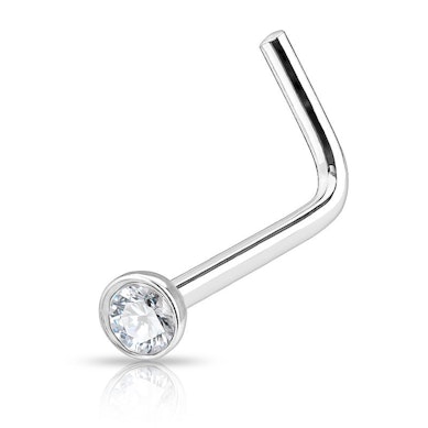 Nose stud made of titanium with stone