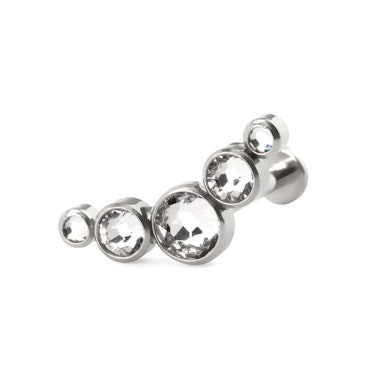 Įstumiamas titano labret auskaras su įvairiais akmenėliais