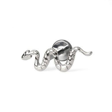 Push-in titanium labret with a snake