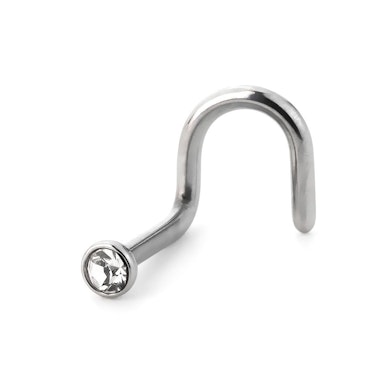 Nose screw made of surgical steel with different color stones
