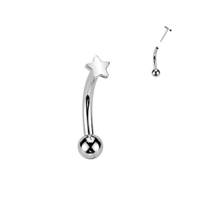 Curved titanium barbell with star