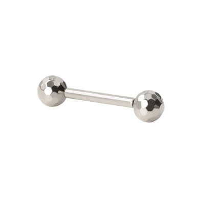 Titanium push in barbell with disco ball ends
