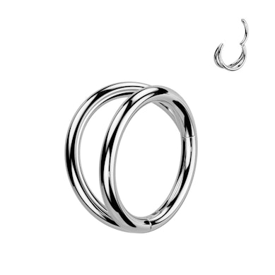 Double hooped ring in titanium