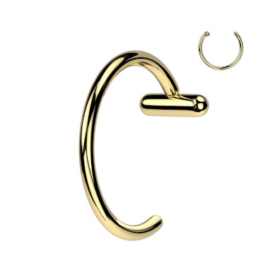 Open huggie ring with bar stopper