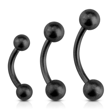 Matinės juodos spalvos lenktas barbell auskaras