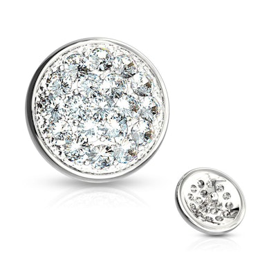 Paviršinis auskaras iš 14k aukso su inkrustuotais akmenukais -14K White gold