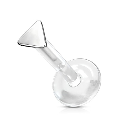 Labret auskaras su trikampio formos karoliuku iš 14k aukso