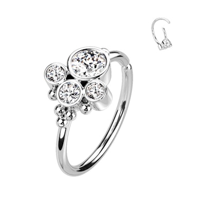 Twist ring with round stone ball cluster design