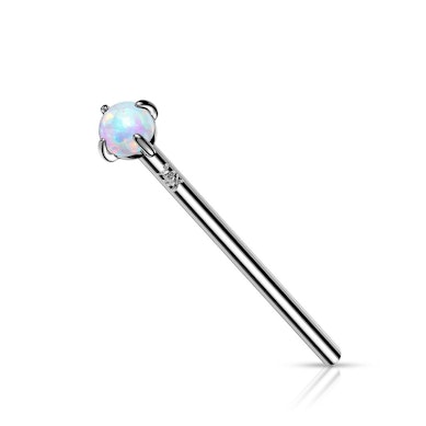Fishtail nose stud made of 14k gold with opal stone