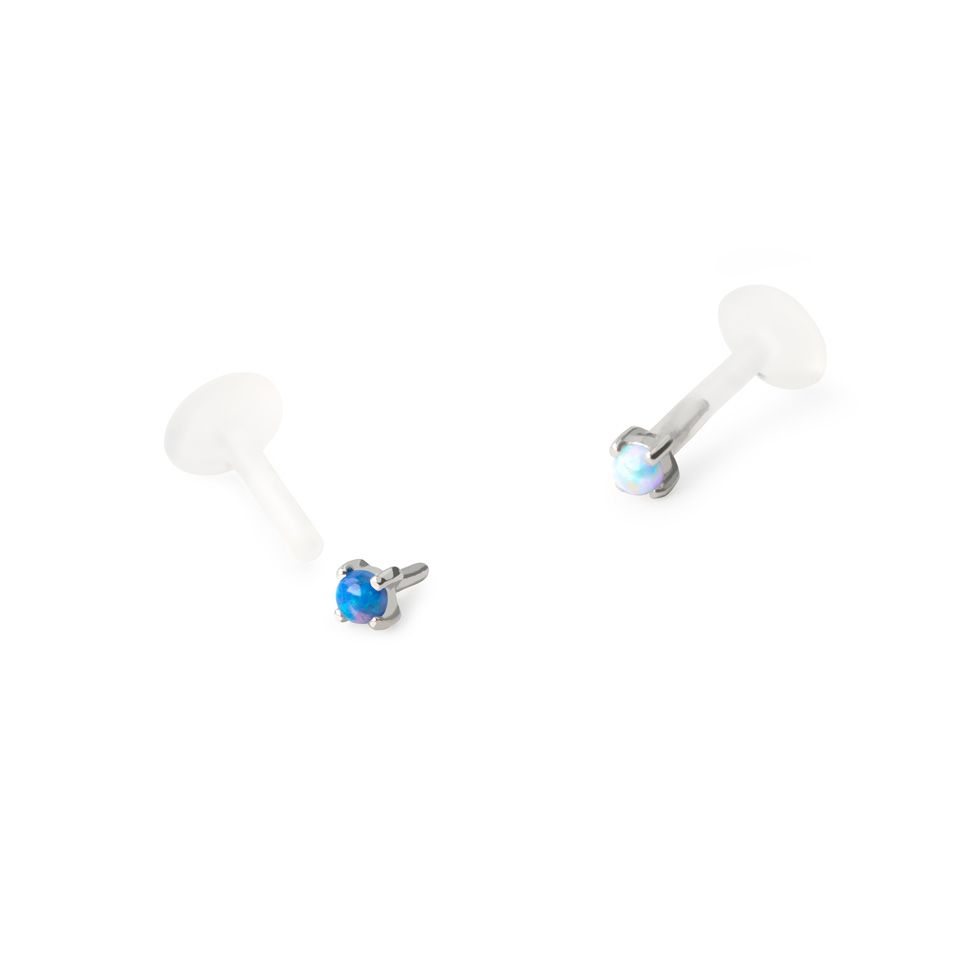 Labret auskaras iš 14k aukso su opalu