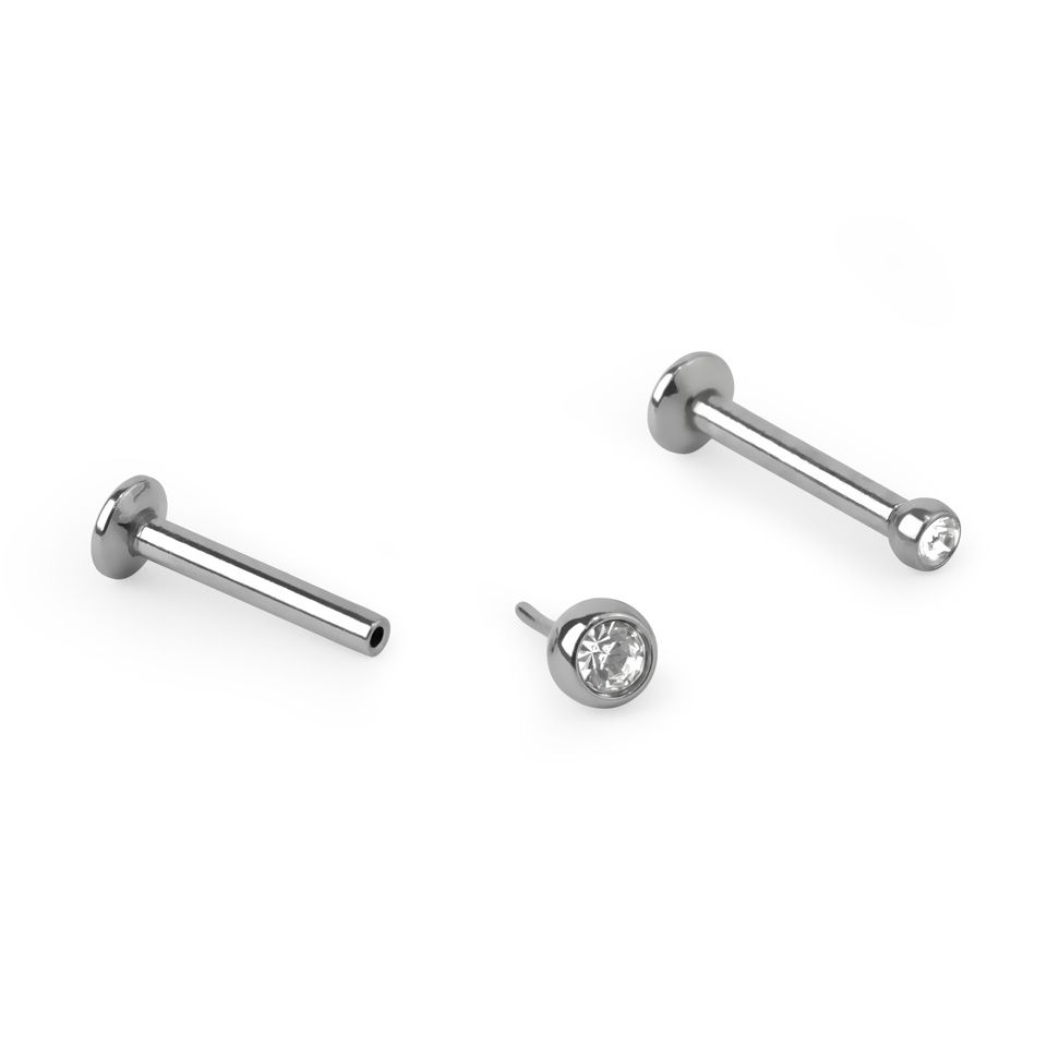 Įstumiamas labret auskaras su akmenėliu