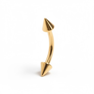 Paauksuotas lenktas barbell auskaras su spygliais