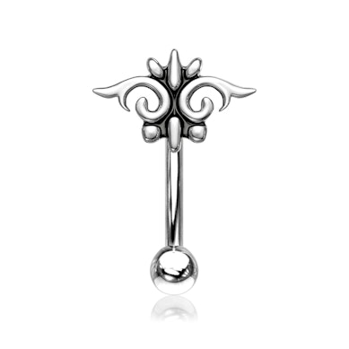 Lenktas barbell auskaras su genčių akcento dizainu