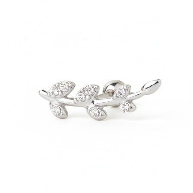 Auskaras į ausį su lapeliais iš kristalų