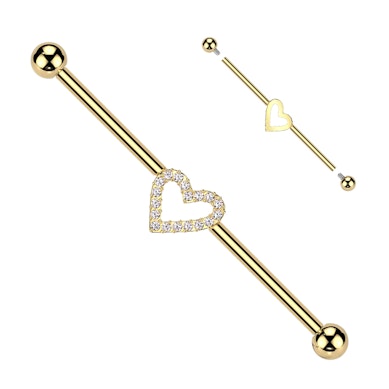 Industrial tipo barbell iš titano su širdute per vidurį