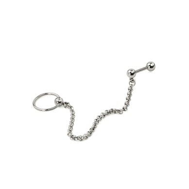 Tragus ir helix auskaras su grandinėle ir žiedu