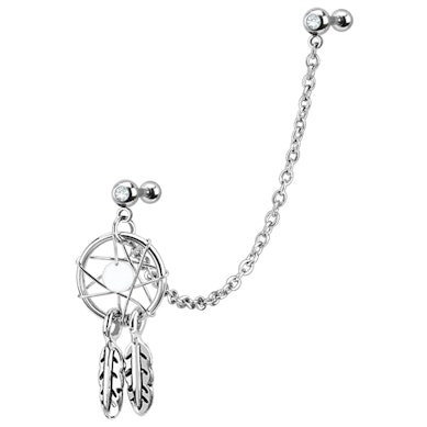 Tragus ir helix auskaras su sapnų gaudykle