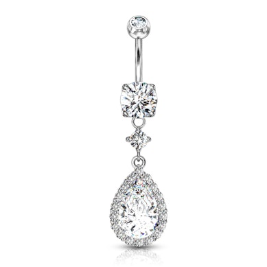 Auskaras į bambą su lašo formos cirkonio kristalu