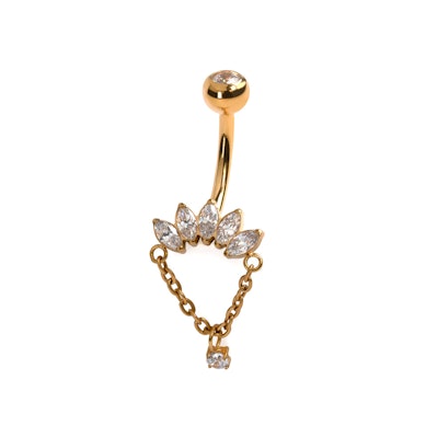 Titano auskaras į bambą su markizės formos kristalais ir pakabuku