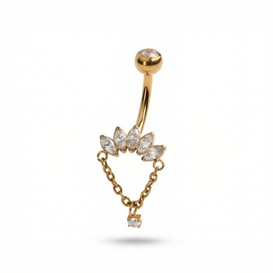 Titano auskaras į bambą su markizės formos kristalais ir pakabuku