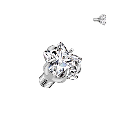 Titano poodinio auskaro viršutinė dalis su žvaigžde ir akute