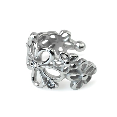 Ear cuff with flowers in surgical steel