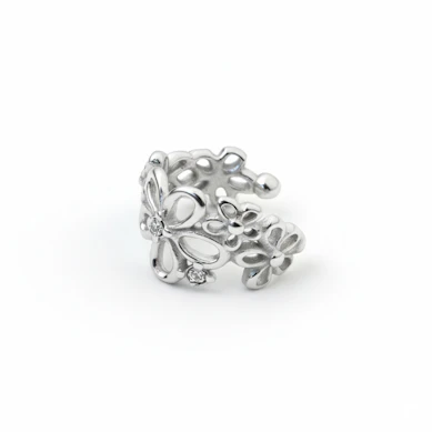 Ear cuff with flowers in surgical steel