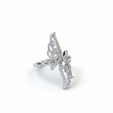 Ear cuff with wings in surgical steel-silver