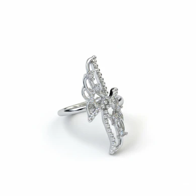 Ear cuff with wings in surgical steel-silver