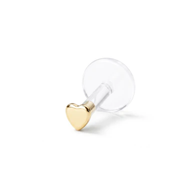 Labret auskaras su 14k auksine širdele