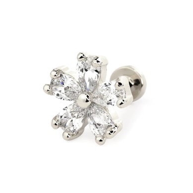 Labret auskaras su vidiniu sriegiu ir žiedlapiais