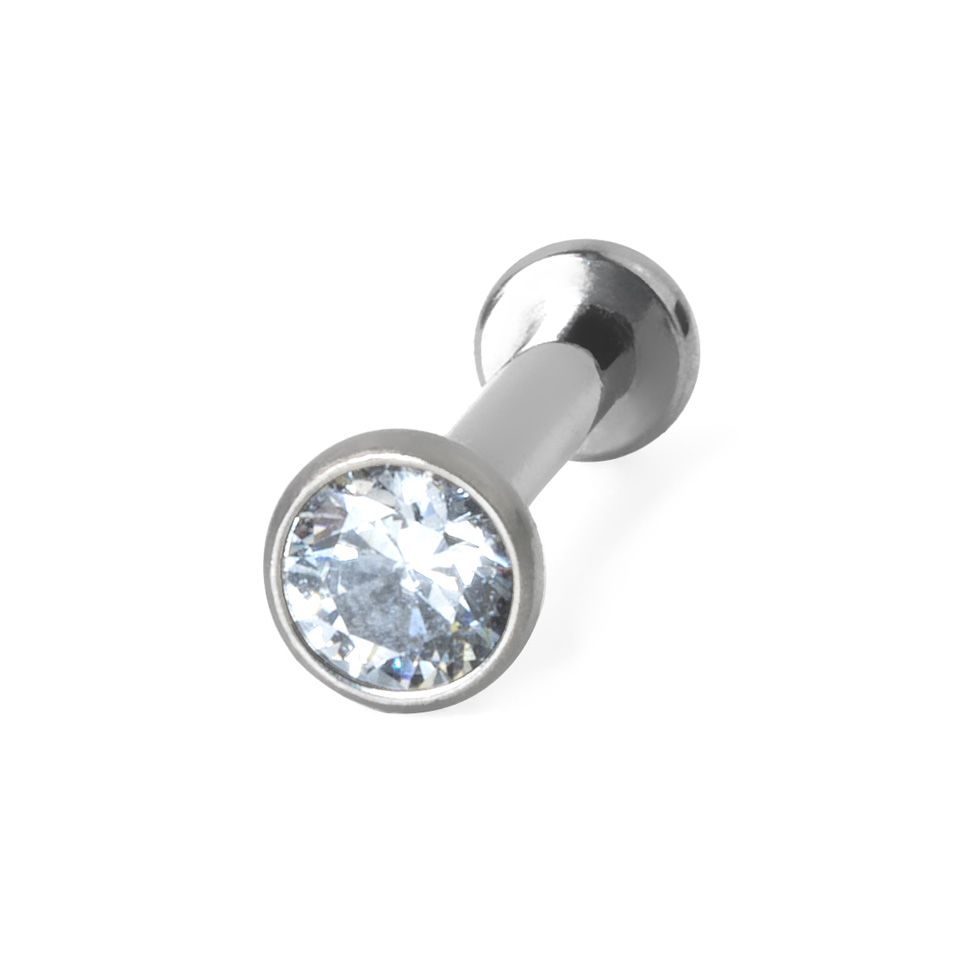 Įstumiamas labret iš titano su apvaliu tvirtinimu ir akmenėliu