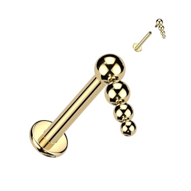 Labret auskaras iš titano su vidiniu sriegiu ir kaskadiniais karoliukais