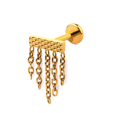 Rectangular labret with chains