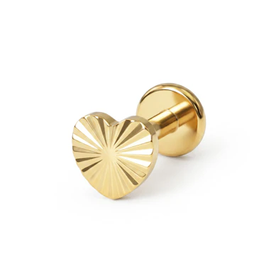 Heart shaped labret with textured pattern