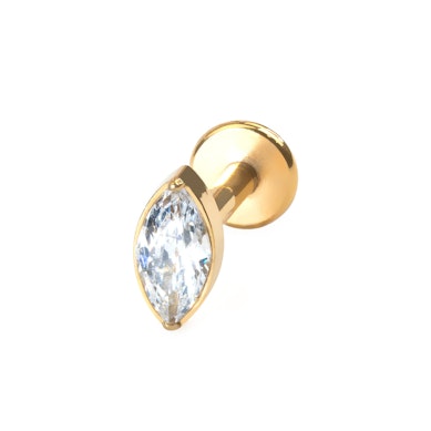 Labret auskaras iš titano su markazito akmenėliu